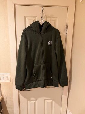 Hurley SherpaLined Olive Green Full-Zip Fleece Hoodie